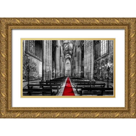 Church Mosteiro da Batalha Gold Ornate Wood Framed Art Print with Double Matting by Kostka, Vladimir