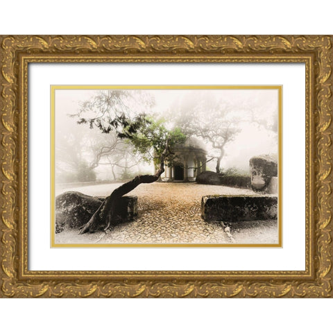 MISTY CHAPEL Gold Ornate Wood Framed Art Print with Double Matting by Kostka, Vladimir