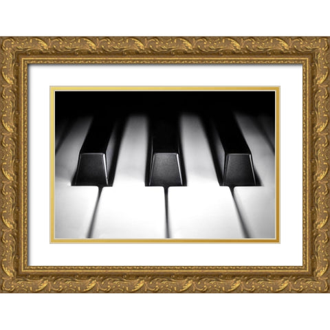 PIANO KEYS Gold Ornate Wood Framed Art Print with Double Matting by Kostka, Vladimir