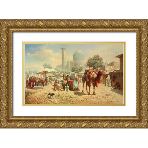 Caravan Gold Ornate Wood Framed Art Print with Double Matting by Chairudinov, A.