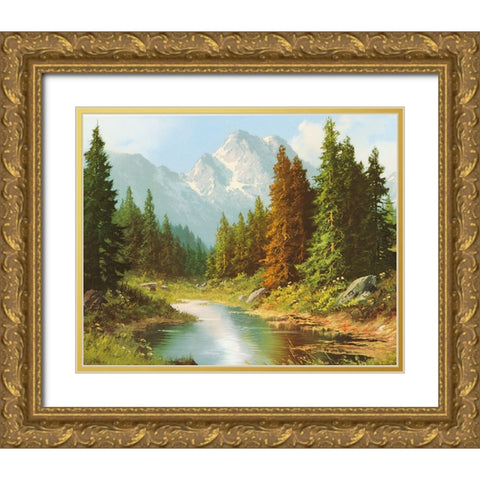 HIGH ABOVE Gold Ornate Wood Framed Art Print with Double Matting by Bochmann, Joh.