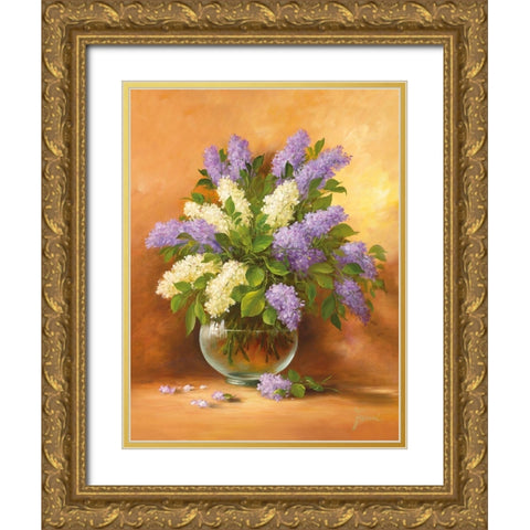 SMELL OF LILAC II Gold Ornate Wood Framed Art Print with Double Matting by Fasani