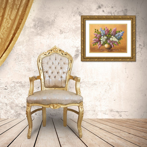 SYRINGA Gold Ornate Wood Framed Art Print with Double Matting by Glassl, Helmut