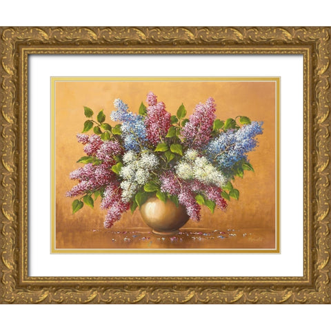 SYRINGA Gold Ornate Wood Framed Art Print with Double Matting by Glassl, Helmut