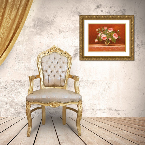 ROSES ABSTRACT II Gold Ornate Wood Framed Art Print with Double Matting by Fasani