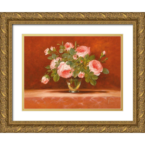 ROSES ABSTRACT II Gold Ornate Wood Framed Art Print with Double Matting by Fasani