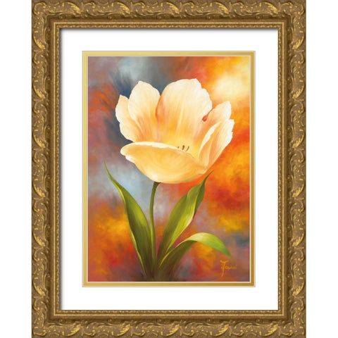 GOLDEN TULIP Gold Ornate Wood Framed Art Print with Double Matting by Fasani