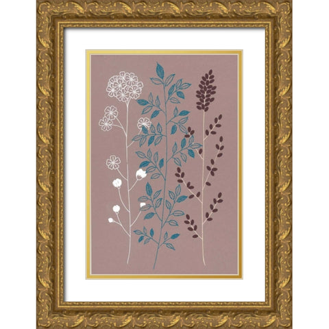 Shiny Blue I Gold Ornate Wood Framed Art Print with Double Matting by Design Show