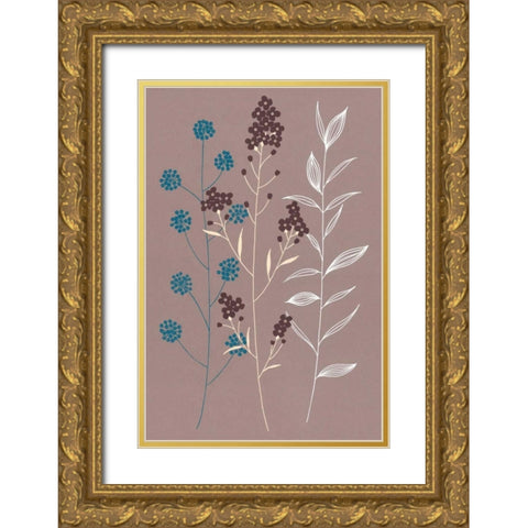 Shiny Blue II Gold Ornate Wood Framed Art Print with Double Matting by Design Show