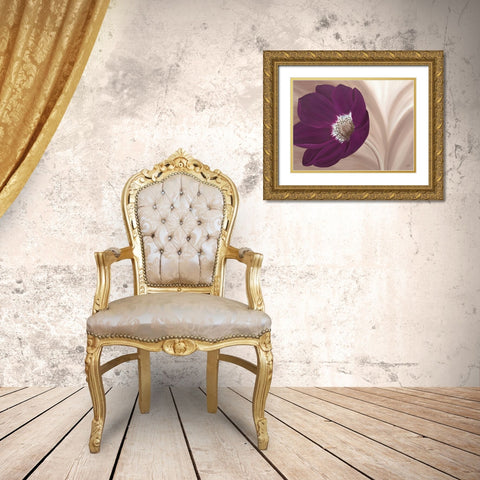 Velvet Anemone Gold Ornate Wood Framed Art Print with Double Matting by Lake, Kaye
