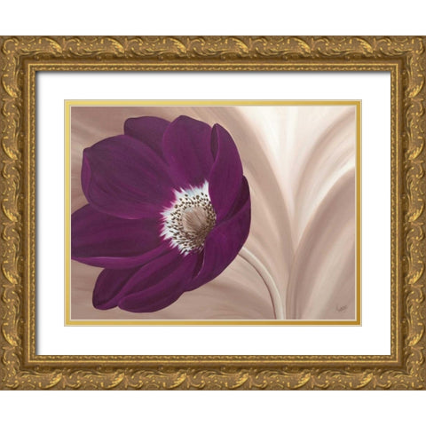 Velvet Anemone Gold Ornate Wood Framed Art Print with Double Matting by Lake, Kaye