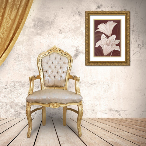 Chocolate Lillies Gold Ornate Wood Framed Art Print with Double Matting by Lake, Kaye