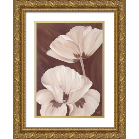 Chocolate Poppies Gold Ornate Wood Framed Art Print with Double Matting by Lake, Kaye
