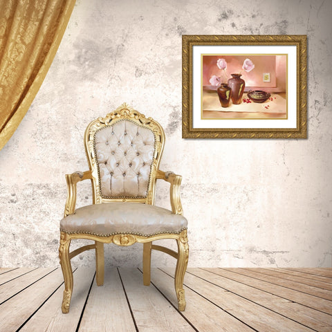 PISA Gold Ornate Wood Framed Art Print with Double Matting by Olga