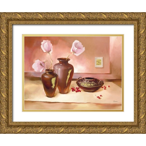 PISA Gold Ornate Wood Framed Art Print with Double Matting by Olga