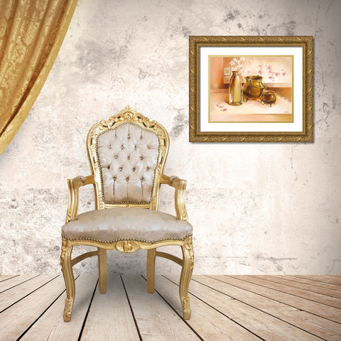 NAPOLI Gold Ornate Wood Framed Art Print with Double Matting by Olga