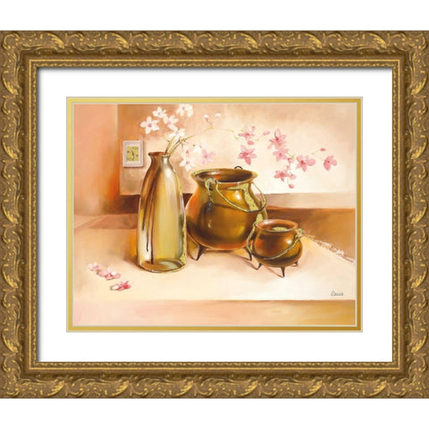 NAPOLI Gold Ornate Wood Framed Art Print with Double Matting by Olga