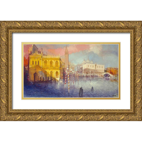 Venezia III Gold Ornate Wood Framed Art Print with Double Matting by Milani
