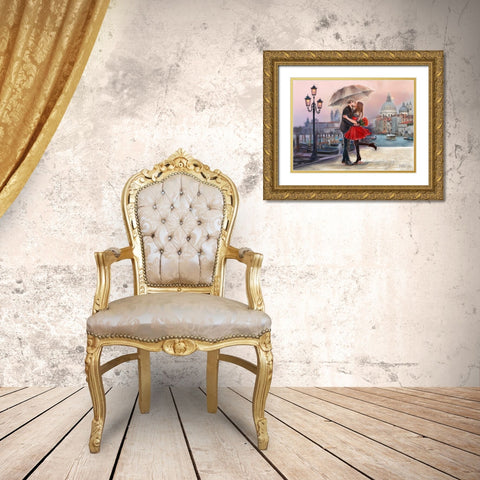Venice Love Gold Ornate Wood Framed Art Print with Double Matting by Tarin, Michael