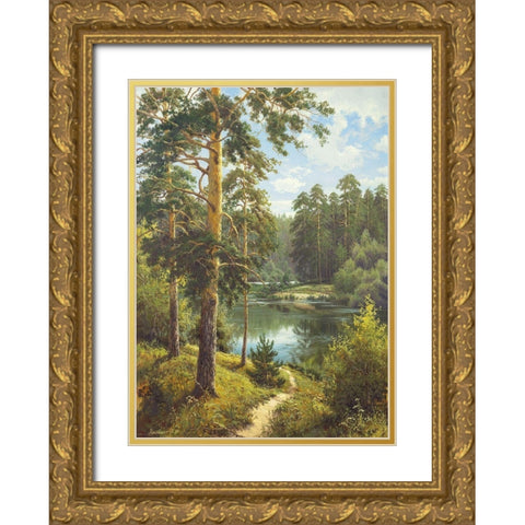 SLOWLY RIVER II Gold Ornate Wood Framed Art Print with Double Matting by Priscepa, Igor