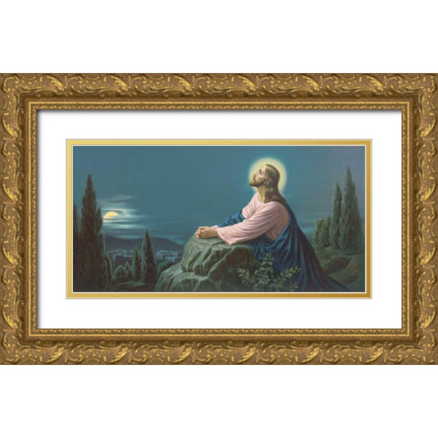 Gethsemane Gold Ornate Wood Framed Art Print with Double Matting by Marsani