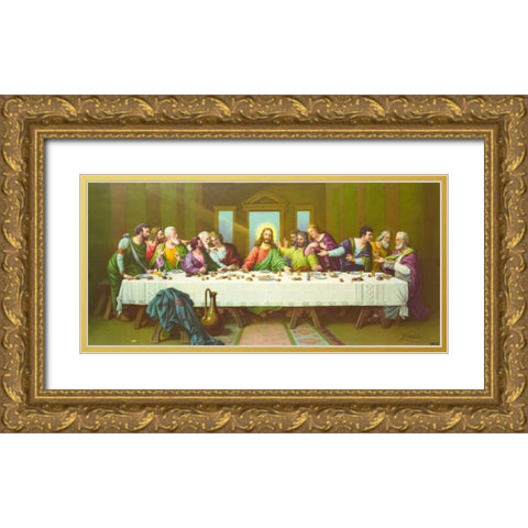 Hl. Abendmahl Gold Ornate Wood Framed Art Print with Double Matting by Zabateri
