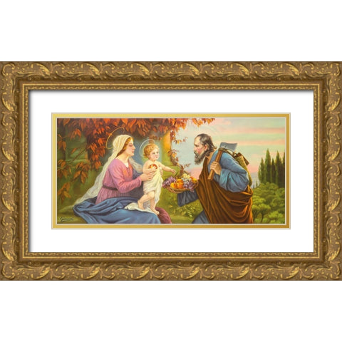 HL. FAMILIE Gold Ornate Wood Framed Art Print with Double Matting by Giovanni