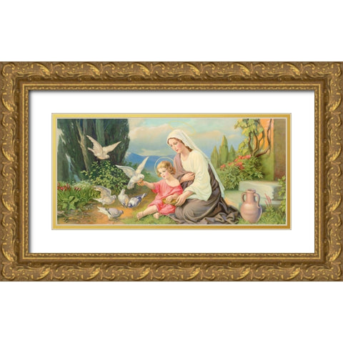 TAUBEN-MADONNA Gold Ornate Wood Framed Art Print with Double Matting by Giovanni