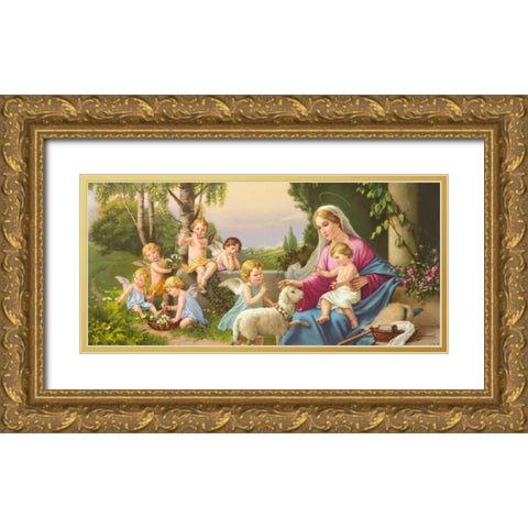 Angel Madonna I Gold Ornate Wood Framed Art Print with Double Matting by Giovanni