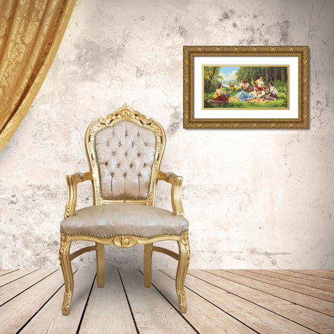 EARLY MORNING SONG Gold Ornate Wood Framed Art Print with Double Matting by Zabateri