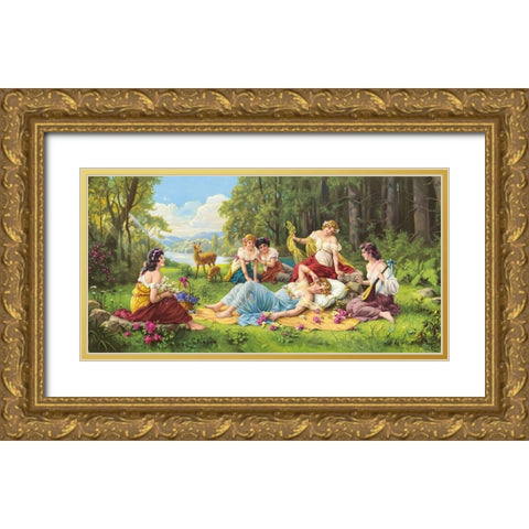 EARLY MORNING SONG Gold Ornate Wood Framed Art Print with Double Matting by Zabateri