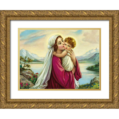 BERGSEE-MADONNA Gold Ornate Wood Framed Art Print with Double Matting by Giovanni