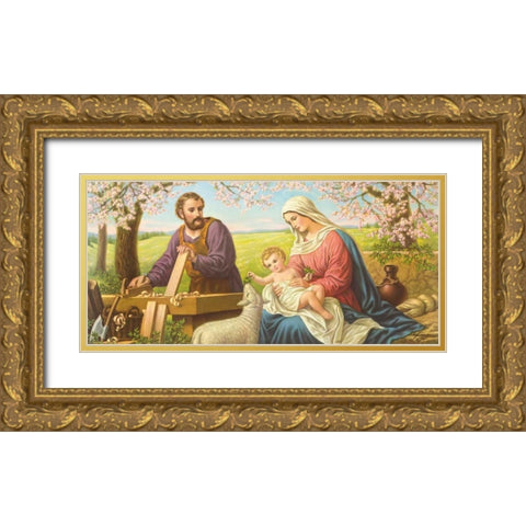 Holy Family Gold Ornate Wood Framed Art Print with Double Matting by Giovanni