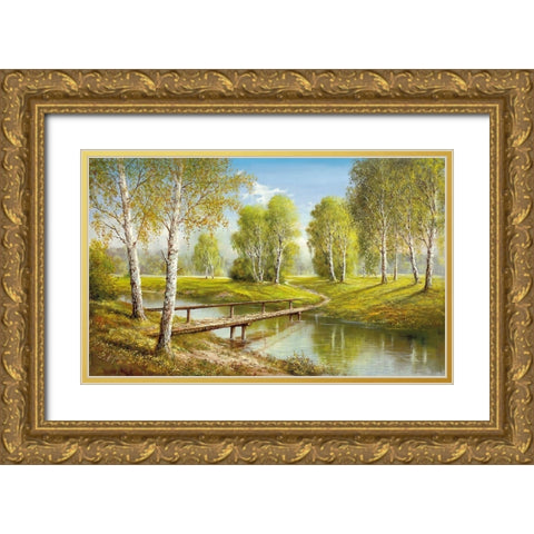 BRIDGE INTO PARADISE Gold Ornate Wood Framed Art Print with Double Matting by Glassl, Helmut