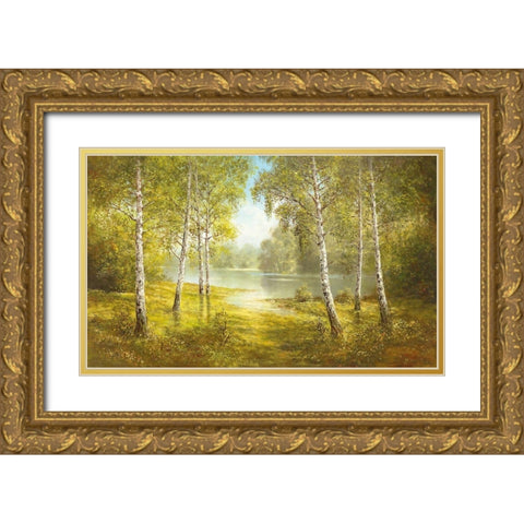 POND SPINKA Gold Ornate Wood Framed Art Print with Double Matting by Glassl, Helmut