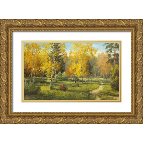 AUTUMN WAY I Gold Ornate Wood Framed Art Print with Double Matting by Priscepa, Igor