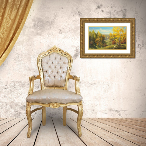 AUTUMN WAY II Gold Ornate Wood Framed Art Print with Double Matting by Priscepa, Igor