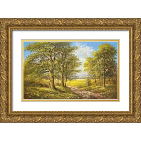 ROMANTIC LANE II Gold Ornate Wood Framed Art Print with Double Matting by Glassl, Helmut