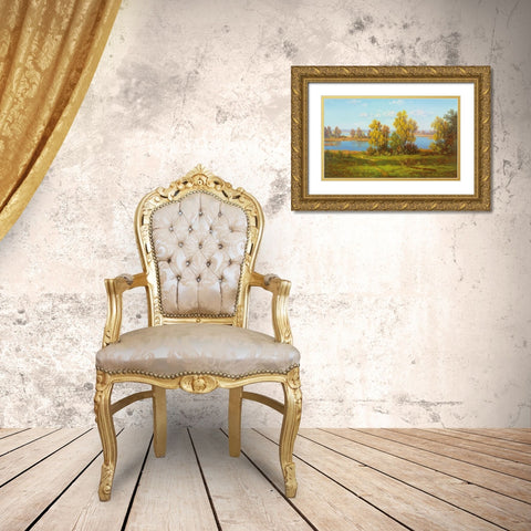 AUTUMN Landscape Gold Ornate Wood Framed Art Print with Double Matting by Slava