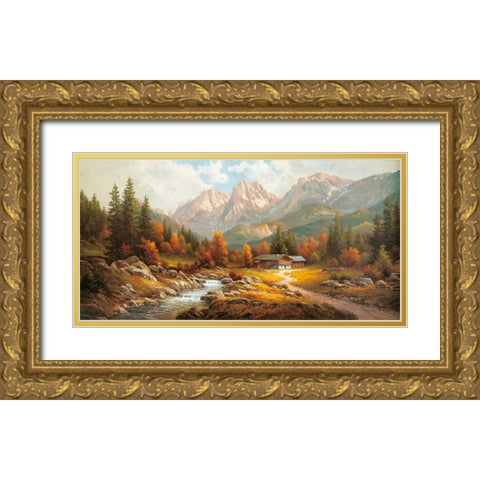 WILDER KAISER Gold Ornate Wood Framed Art Print with Double Matting by Weber, Max