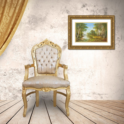 SECLUDED POND Gold Ornate Wood Framed Art Print with Double Matting by Glassl, Helmut
