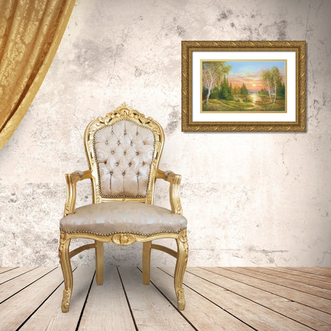 Gorgeous Sunset Gold Ornate Wood Framed Art Print with Double Matting by Glassl, Helmut