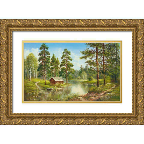 Ideal Retreat Gold Ornate Wood Framed Art Print with Double Matting by Glassl, Helmut
