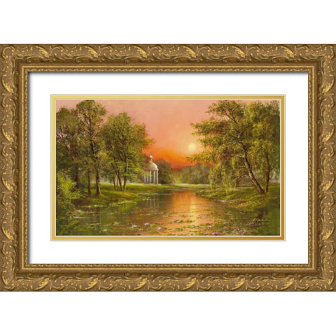 Sunset Upon Arbour Gold Ornate Wood Framed Art Print with Double Matting by Glassl, Helmut