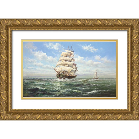 Full Speed Ahead II Gold Ornate Wood Framed Art Print with Double Matting by Glassl, Helmut