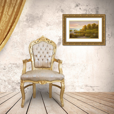 MISTY LAKE I Gold Ornate Wood Framed Art Print with Double Matting by Fasani