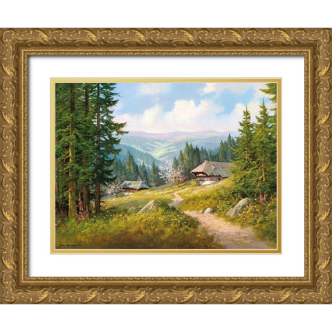 IN THE BLACK FOREST Gold Ornate Wood Framed Art Print with Double Matting by Bochmann, Joh.