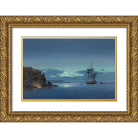 Carribean Night Gold Ornate Wood Framed Art Print with Double Matting by Jason
