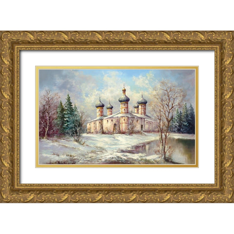 WINTER IN SAMARA Gold Ornate Wood Framed Art Print with Double Matting by Glassl, Helmut