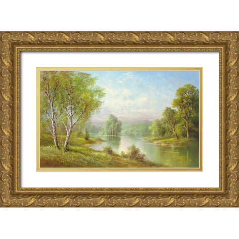 SILENT WATERS Gold Ornate Wood Framed Art Print with Double Matting by Glassl, Helmut